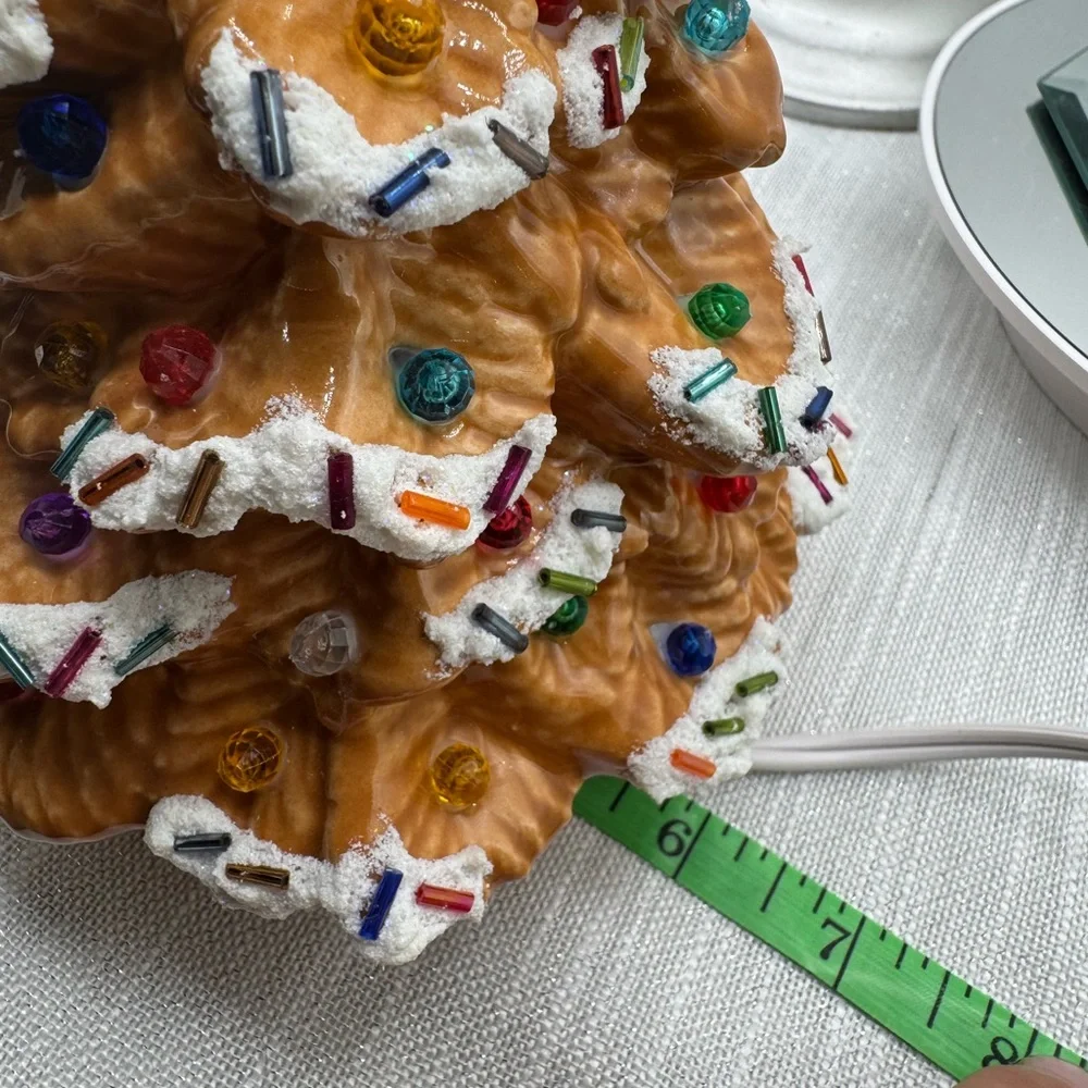 Gingerbread Christmas Tree with Multicolor Lights vintage handmade 9”X6”